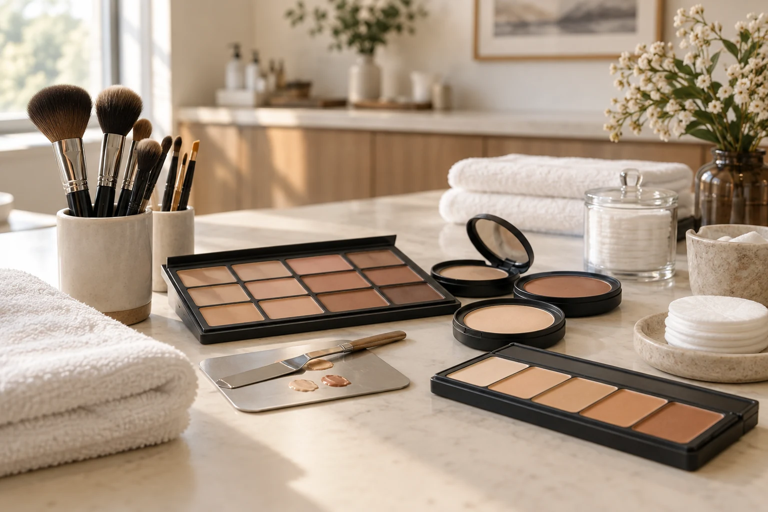 Pennelli e prodotti cosmetici per la formazione in tanatoestetica